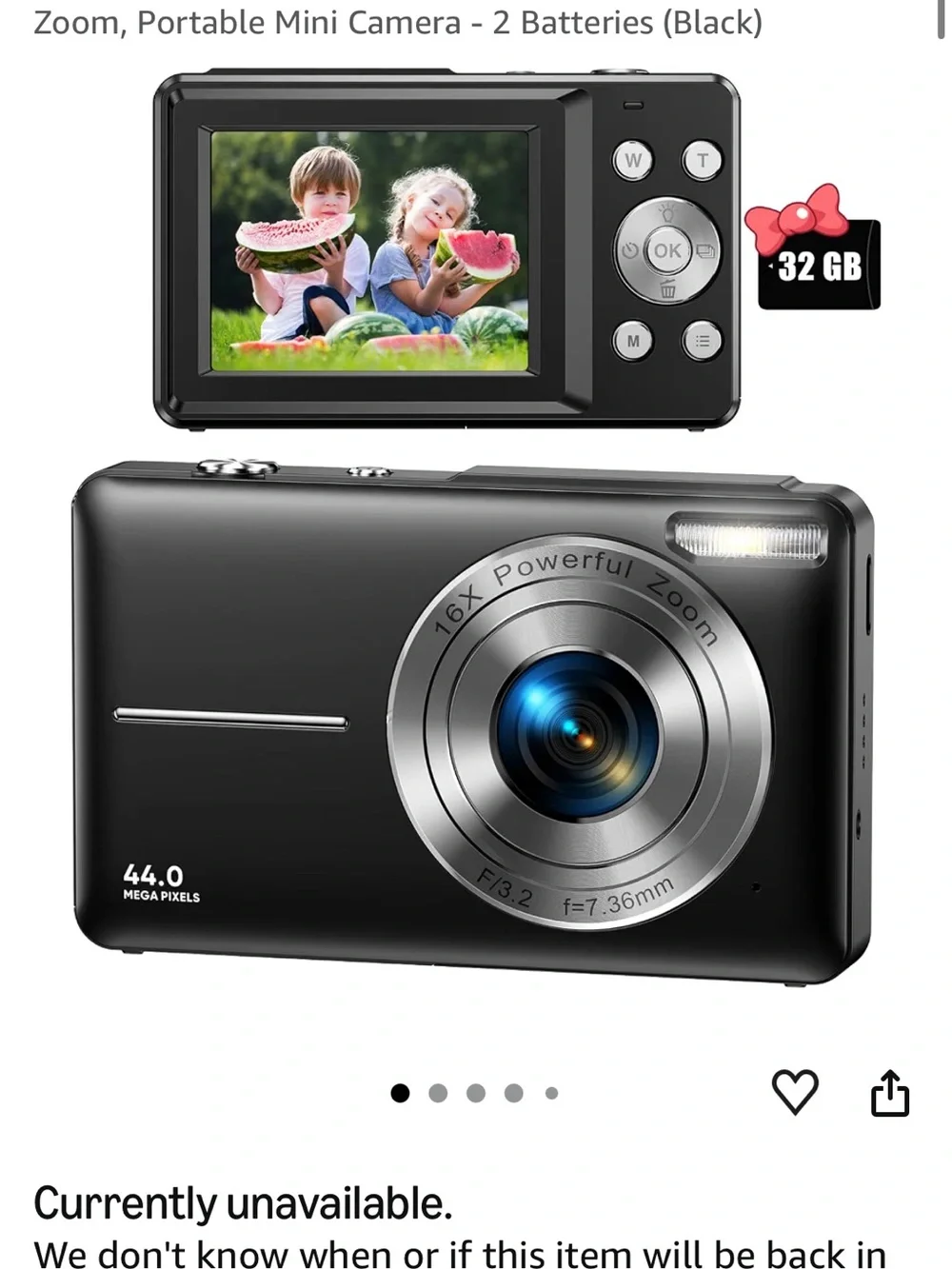 Compact Portable Digital Camera - Black